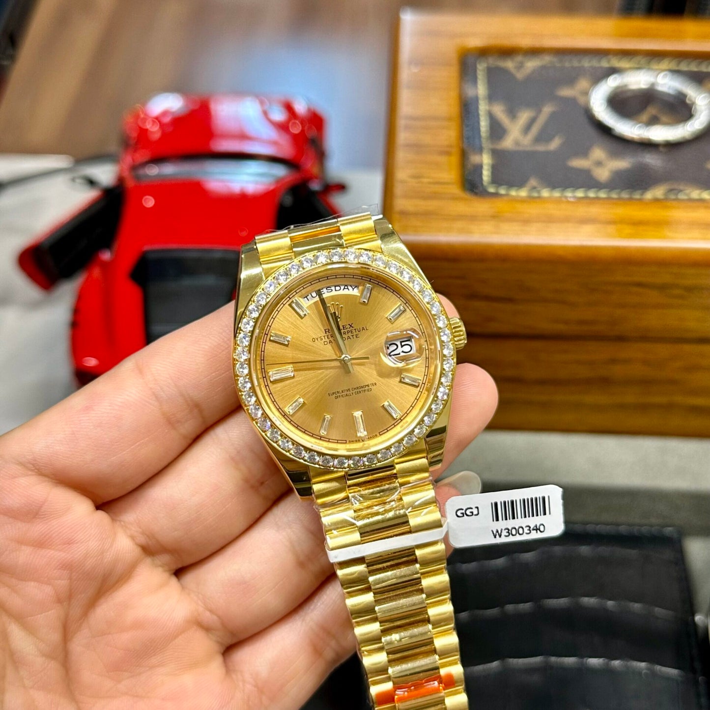 Rolex Day-Date Yellow Dial Moissanite Diamonds EW Factory 40mm