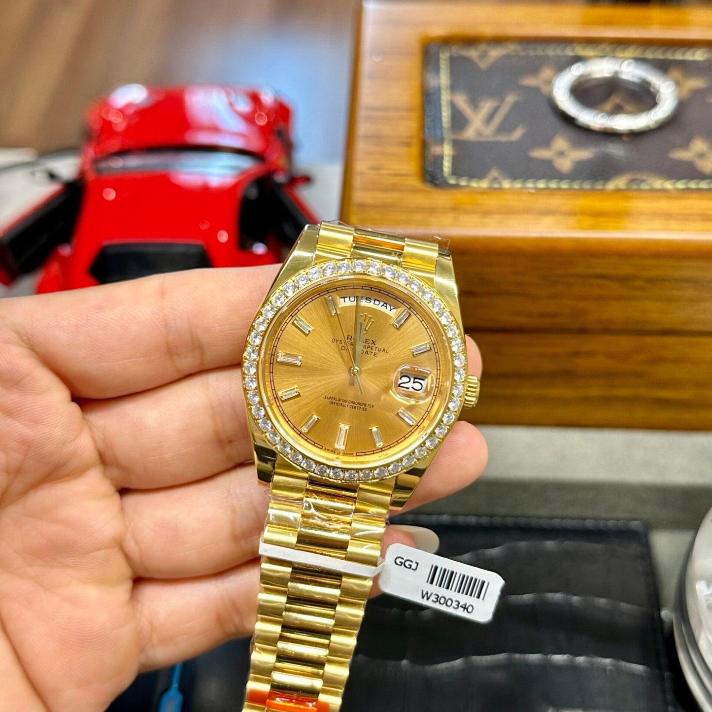 Rolex Day-Date Yellow Dial Moissanite Diamonds EW Factory 40mm