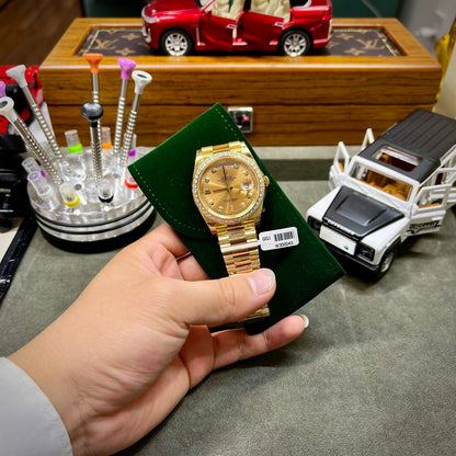 Rolex Day-Date Yellow Dial Custom Moissanite Diamonds 40mm Clone