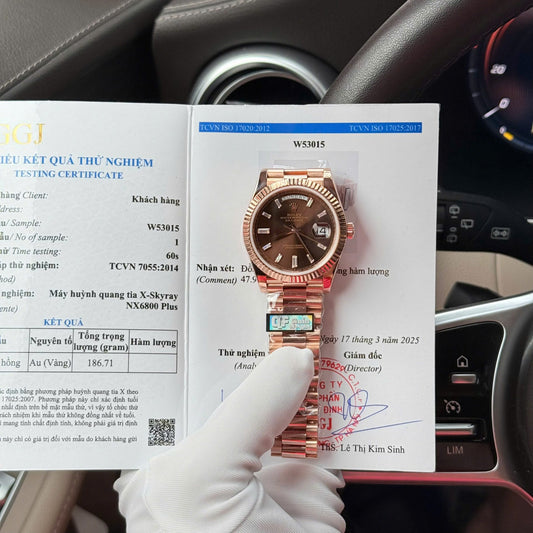 Rolex Day-Date Dial Chocolate Copies Watch 18K Gold Wrapped  QF 40mm