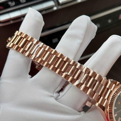 Rolex Day-Date Dial Chocolate Copies Watch 18K Gold Wrapped  QF 40mm