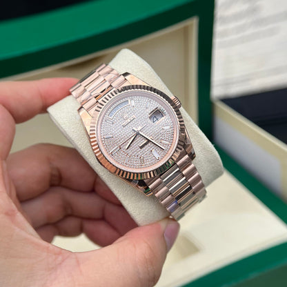 Rolex Day-Date Full Diamond Dial Replica Watch GM Factory 40mm