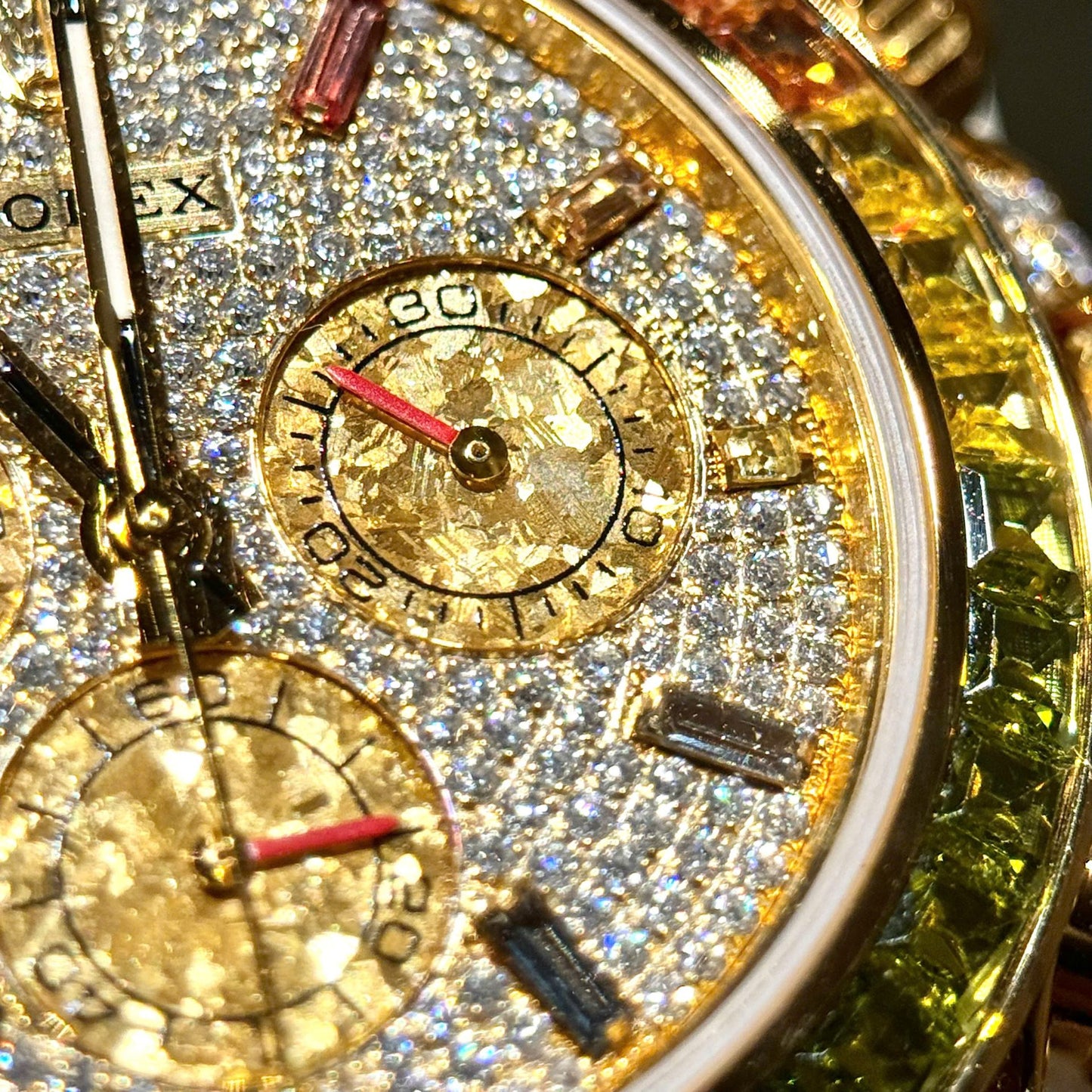 Rolex Daytona 116598RBOW Refined Moissanite & Synthentic Gemstone 18K Gold Wrapped 40mm Clone