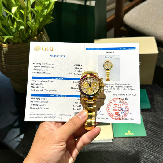 Rolex Daytona 116598RBOW Refined Moissanite & Synthentic Gemstone 18K Gold Wrapped 40mm Clone