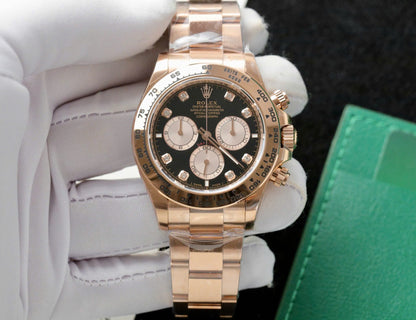 Rolex Daytona 126505 Rose Gold Best Replica Watch Black Dial 40mm Clone