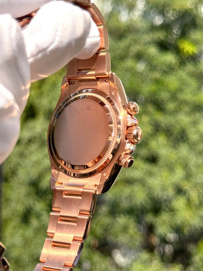 Rolex Cosmograph Daytona 126595TBR Replica Watch Custom Gold Wrapped And Moissanite Diamonds 40mm Clone