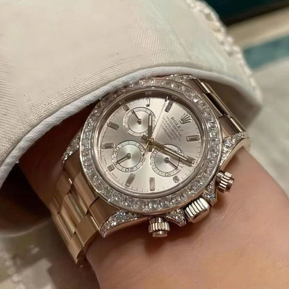 Rolex Cosmograph Daytona 126595TBR Replica Watch Custom Gold Wrapped And Moissanite Diamonds 40mm Clone