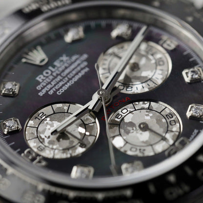 Rolex Daytona Replica Watch Dial Mother Of Pearl Custom Moissanite Diamonds 40mm Clone