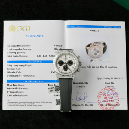 Rolex Daytona Replica Watch Dial Meteorite Custom Diamonds Moissanite Baguette 40mm Clone