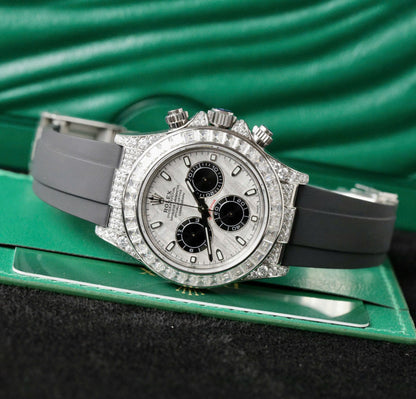 Rolex Daytona Replica Watch Dial Meteorite Custom Diamonds Moissanite Baguette 40mm Clone