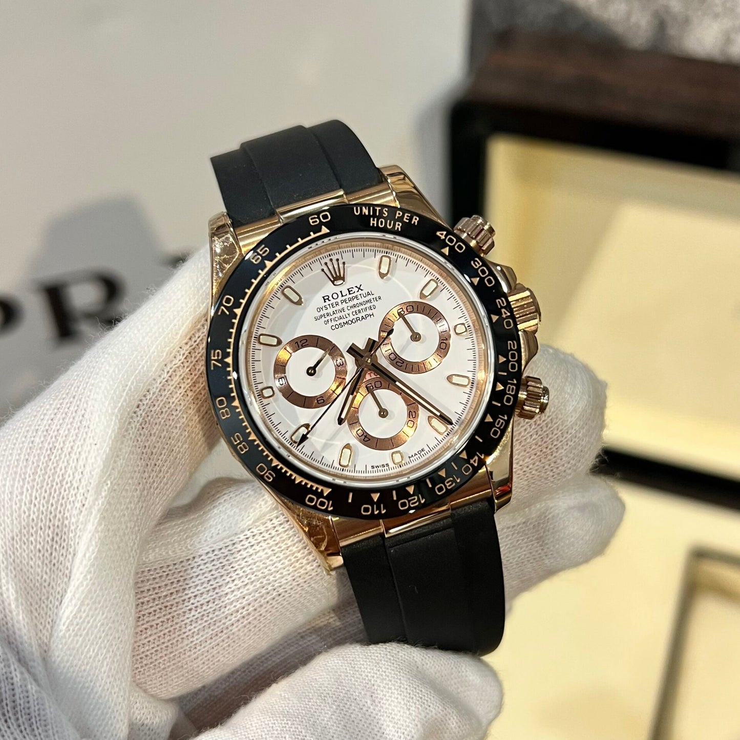 Rolex Daytona Replica Watch White Dial Rubber Strap BT Factory 40mm