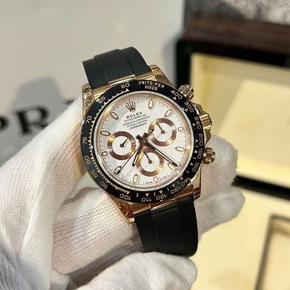 Rolex Daytona Replica Watch White Dial Rubber Strap BT Factory 40mm