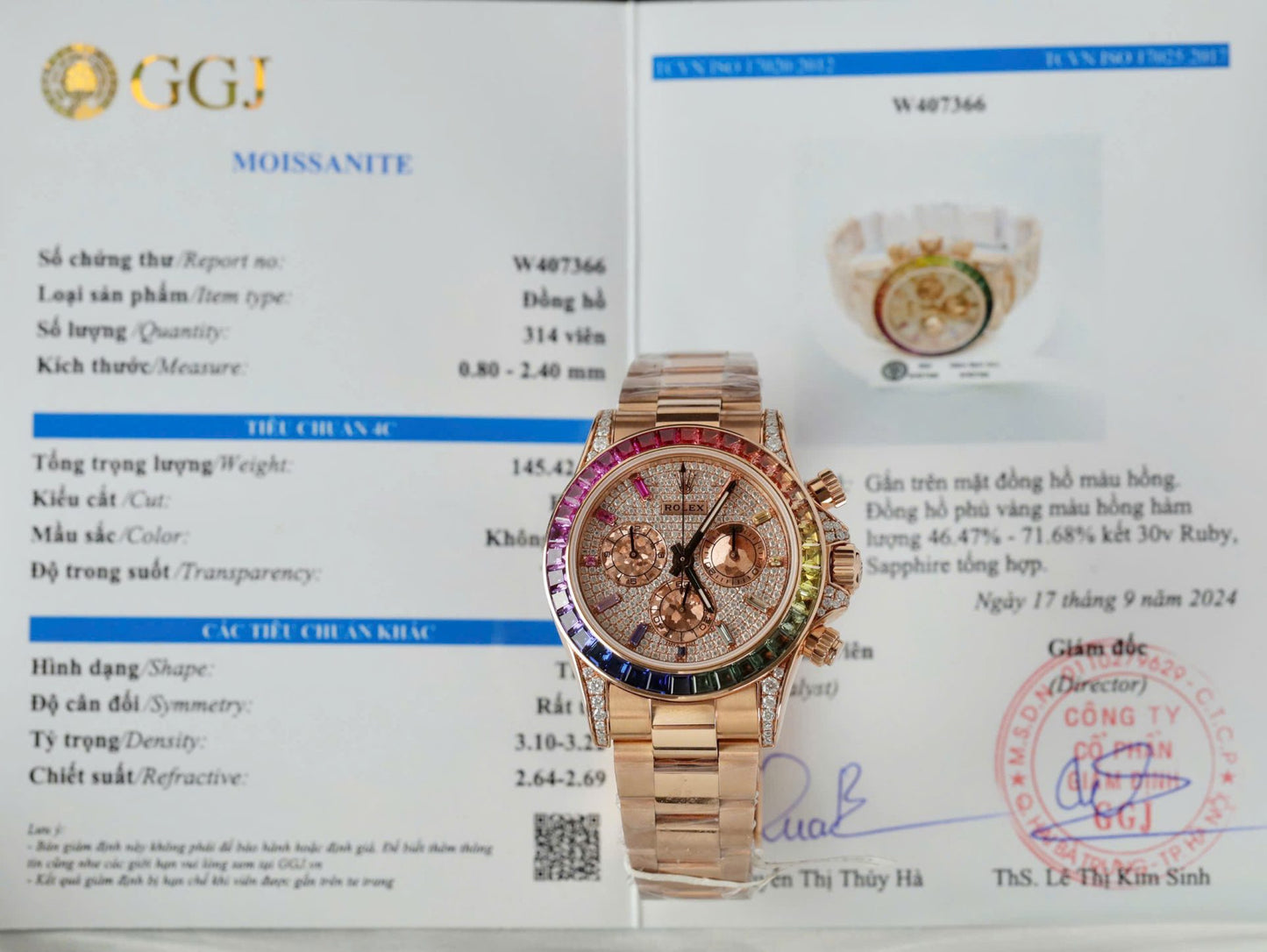 Rolex Daytona Rainbow 116595 Best Replica Watch Gold Wrapped + Moissanite Diamonds 40mm Clone