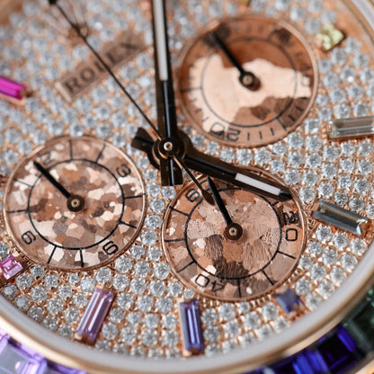 Rolex Daytona Rainbow 116595 Best Replica Watch Gold Wrapped + Moissanite Diamonds 40mm Clone