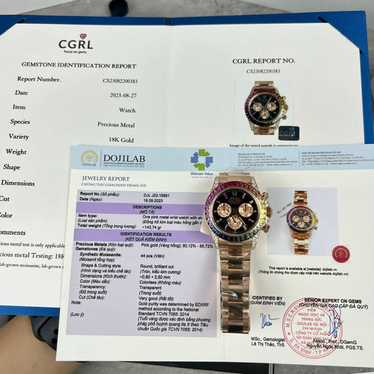 Rolex Daytona Rainbow 116595RBOW Best Replica Watch Gold Wrapped Moissanite Diamond 40mm Clone