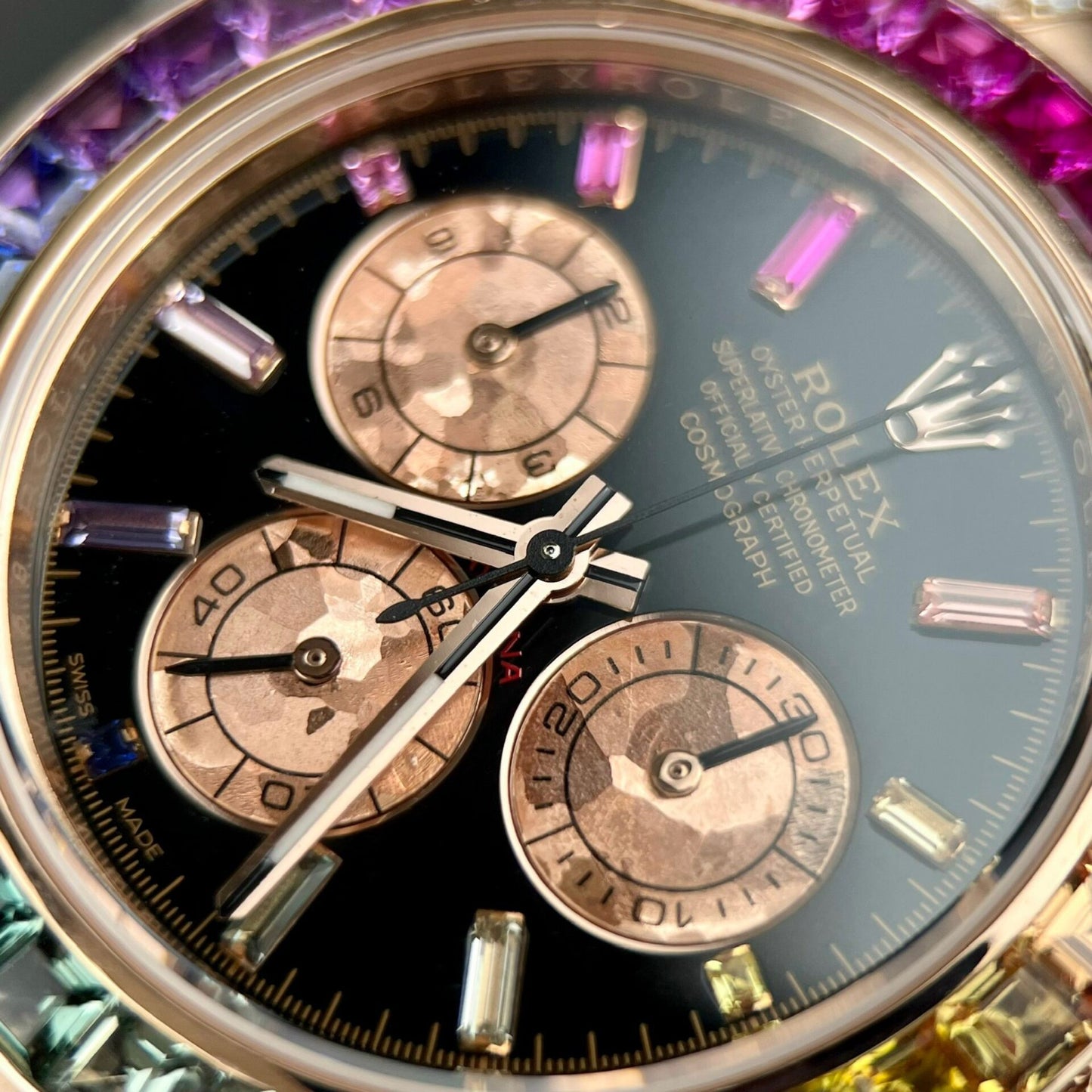 Rolex Daytona Rainbow 116595RBOW Best Replica Watch Gold Wrapped Moissanite Diamond 40mm Clone