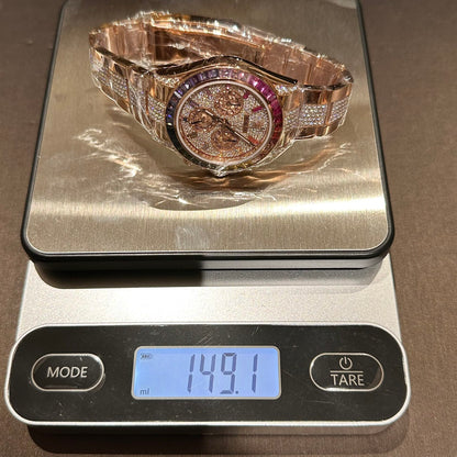 Rolex Daytona Rainbow Replica Watch Gold Wrapped With Moissanite Diamonds 40mm Clone