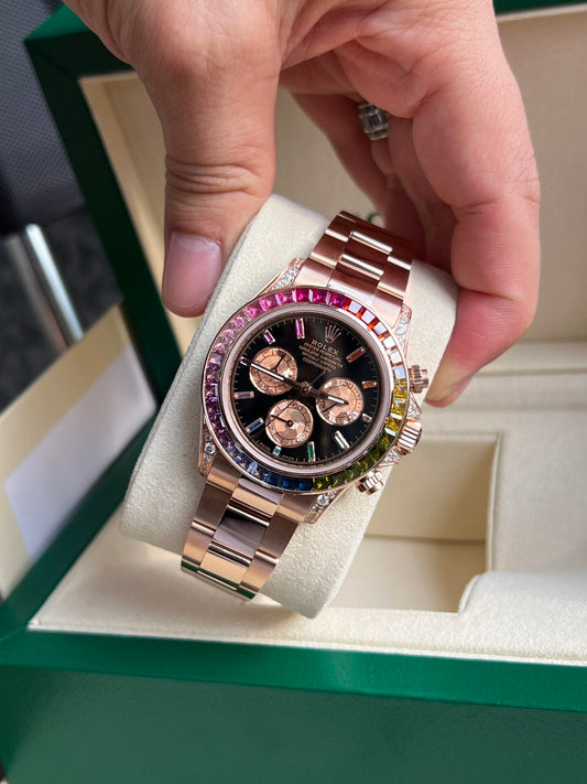 Rolex Daytona Rainbow Replica Watch Gold Wrapped Moissanite TW  Factory 40mm