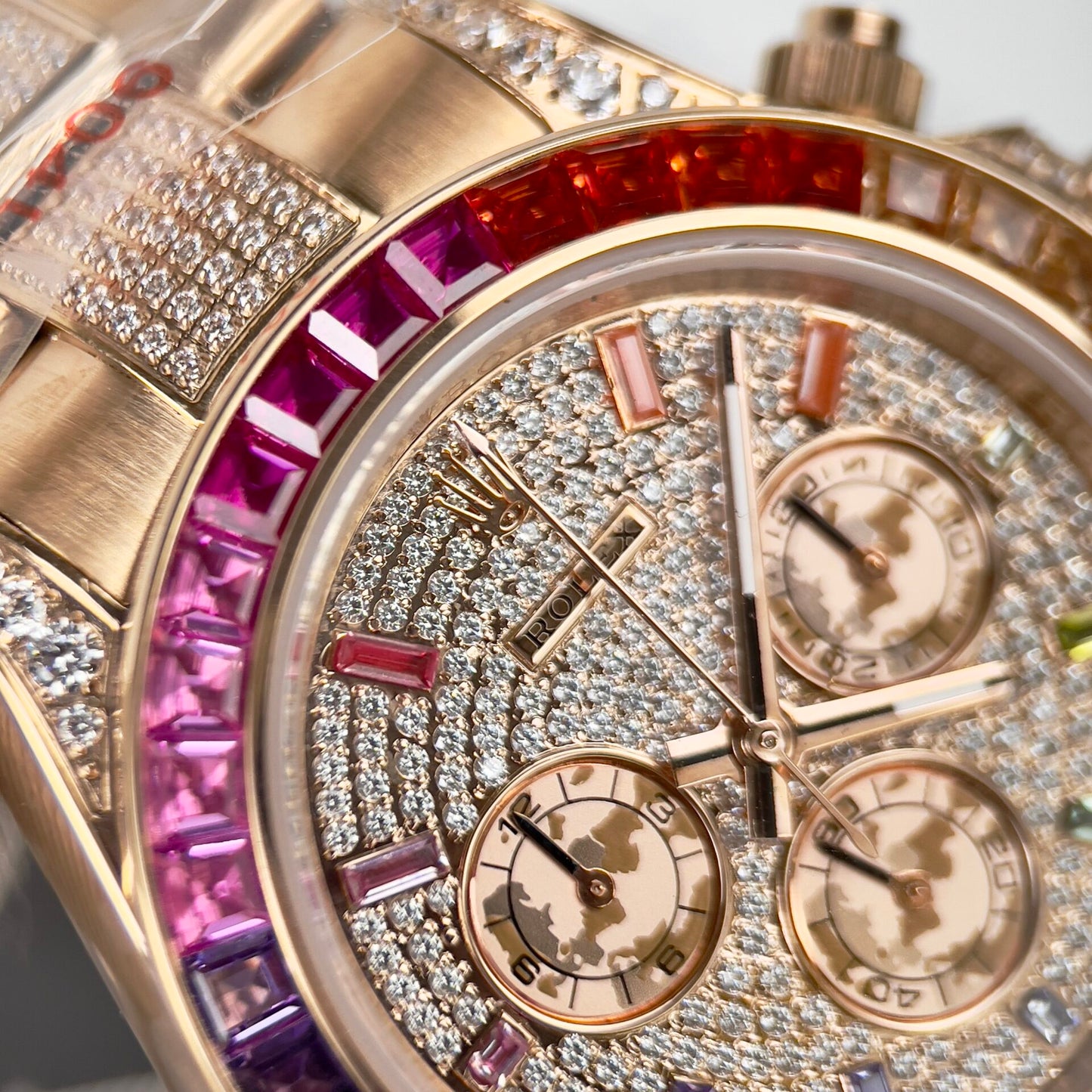 Rolex Daytona Rainbow Best Replica Watch Full Diamond 40mm Clone
