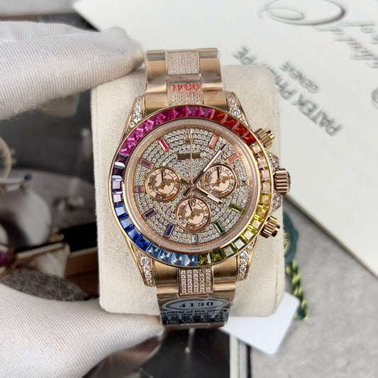 Rolex Daytona Rainbow Best Replica Watch Full Diamond 40mm Clone