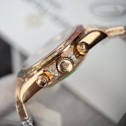Rolex Daytona Rainbow Best Replica Watch Full Diamond 40mm Clone