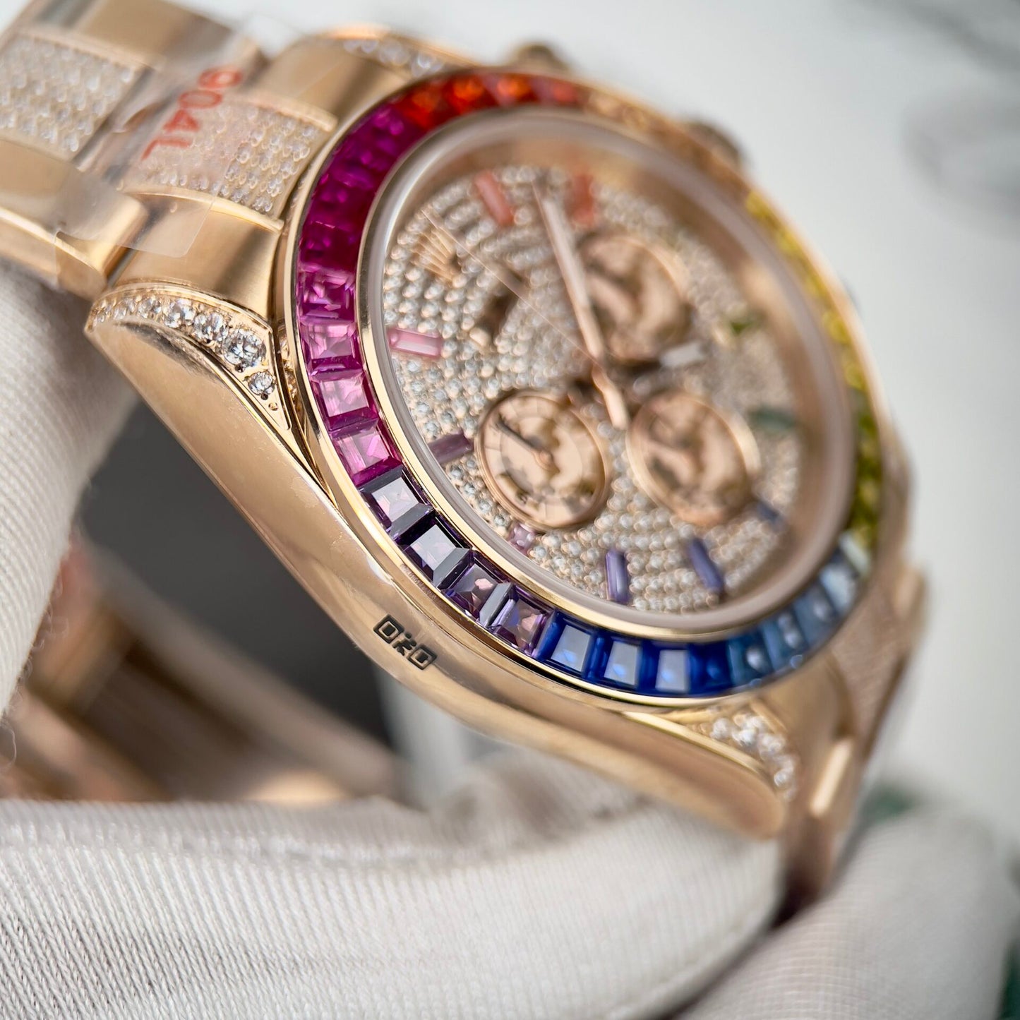 Rolex Daytona Rainbow Best Replica Watch Full Diamond 40mm Clone