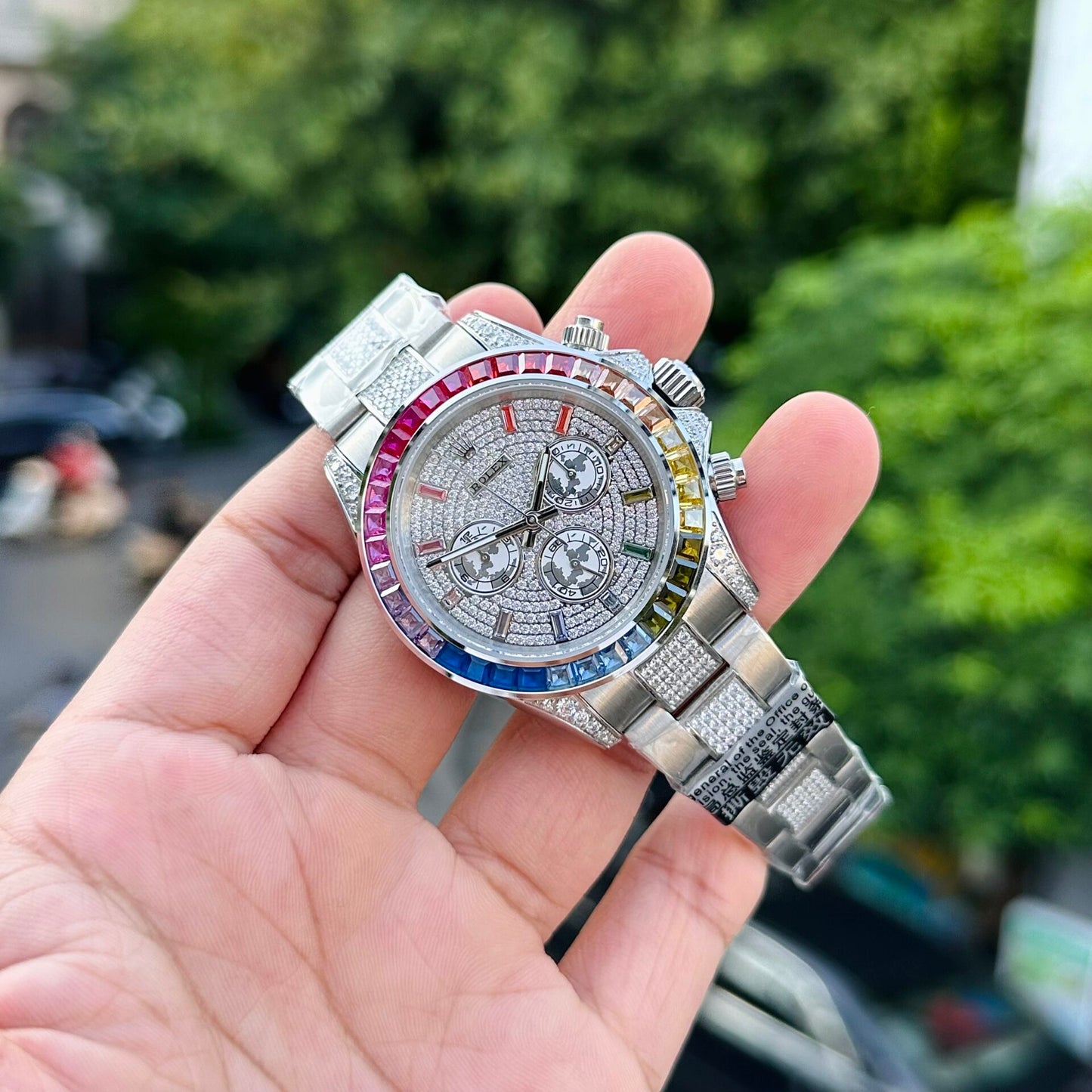 Rolex Daytona Rainbow Best Replica Watch With Full Stone Dial 40mm Clone