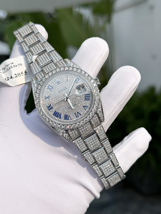 Rolex Best Replica Watch DateJust 41mm Full Moissanite Diamonds Custom Clone