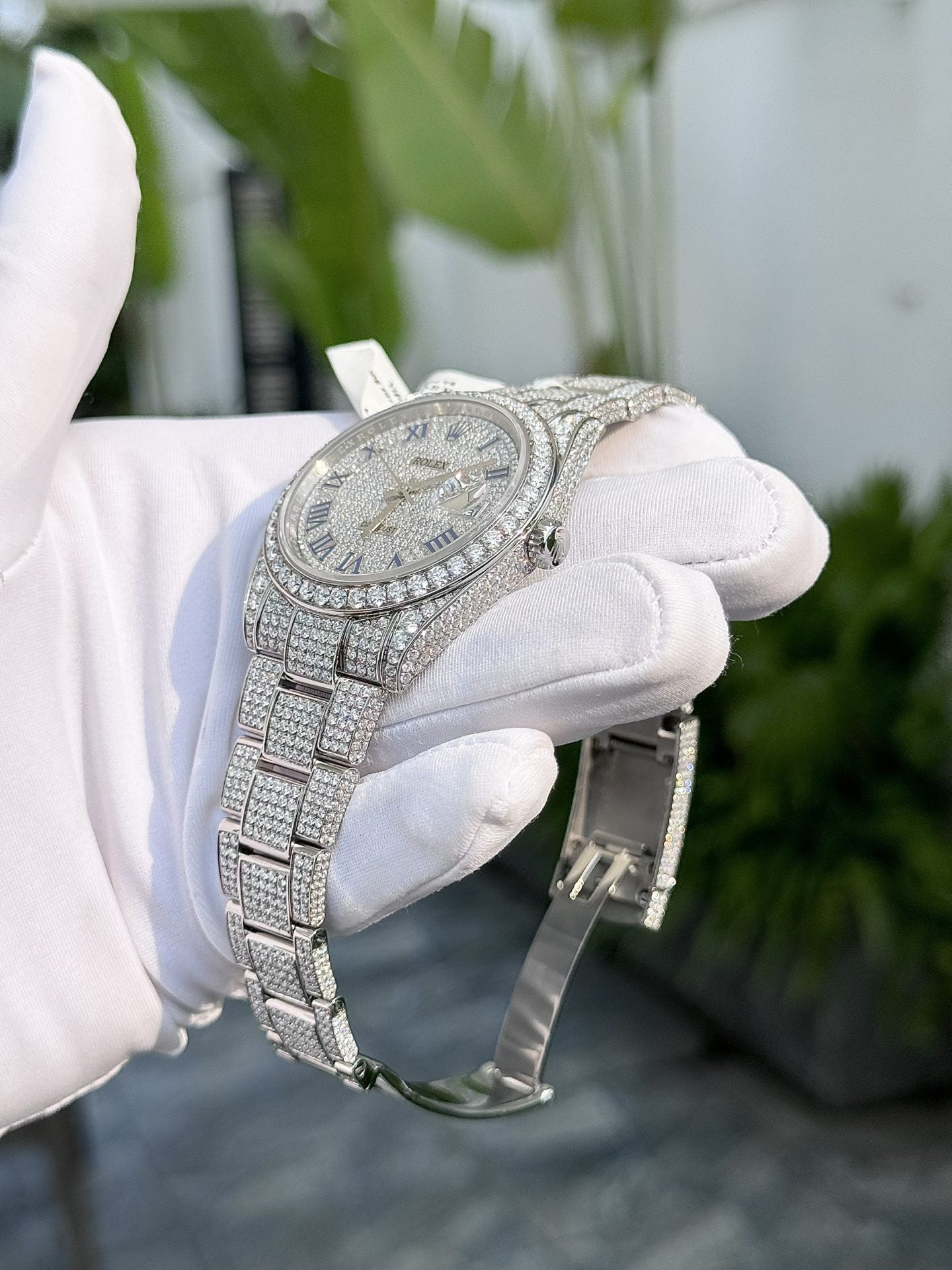 Rolex Best Replica Watch DateJust 41mm Full Moissanite Diamonds Custom Clone
