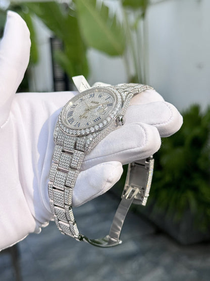 Rolex Best Replica Watch DateJust 41mm Full Moissanite Diamonds Custom Clone