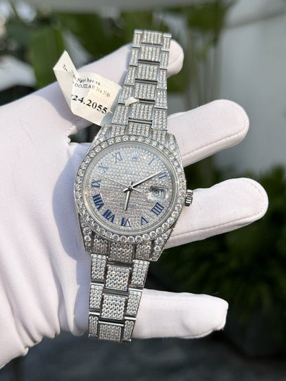 Rolex Best Replica Watch DateJust 41mm Full Moissanite Diamonds Custom Clone