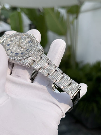 Rolex Best Replica Watch DateJust 41mm Full Moissanite Diamonds Custom Clone