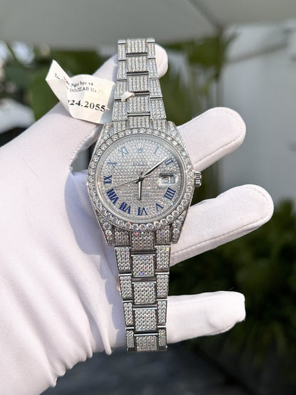 Rolex Best Replica Watch DateJust 41mm Full Moissanite Diamonds Custom Clone