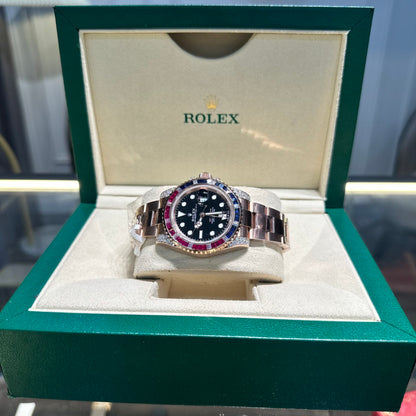 Rolex GMT-Master II 126755 SARU Replica Watch Gold Wrapped Moissanite 41mm Clone