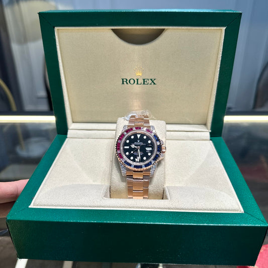Rolex GMT-Master II 126755 SARU Replica Watch Gold Wrapped Moissanite 41mm Clone