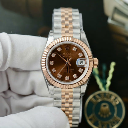 Rolex Lady-DateJust Women Replica Watch Chocolate Dial Jubilee Strap 28mm Clone