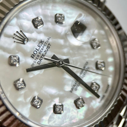 Rolex Replica Watch DateJust Dial Mother Of Pearl Moissanite Diamonds 41mm Clone