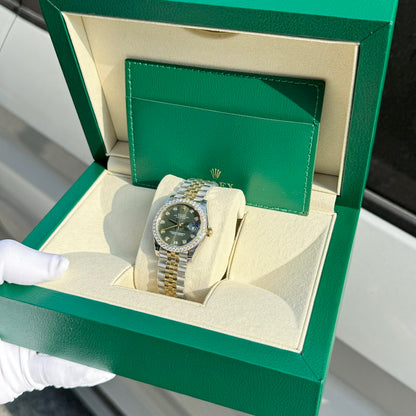 Rolex DateJust Replica Watch Moissanite Diamond Green Dial 31mm Clone