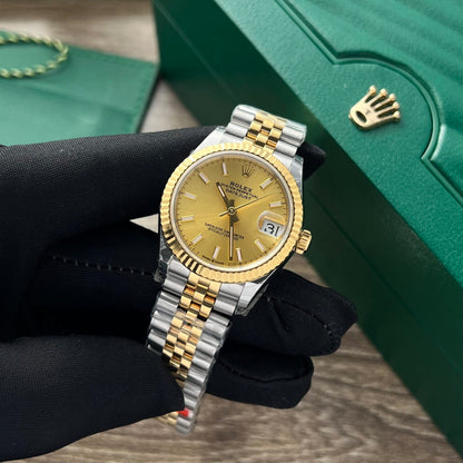 Rolex DateJust Watch Yellow Dial Jubilee Strap 31mm Clone