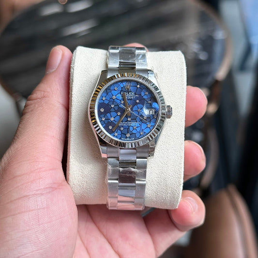 Rolex DateJust Replica Women’s Watch Blue Leaf Dial 31mm Clone