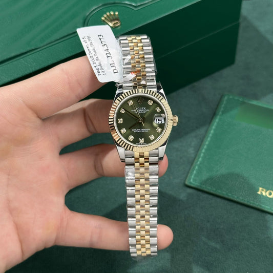 Rolex DateJust 31mm Replica – Green Dial – Gold Wrapped – GM Factory
