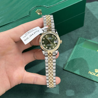 Rolex DateJust 31mm Replica – Green Dial – Gold Wrapped – GM Factory