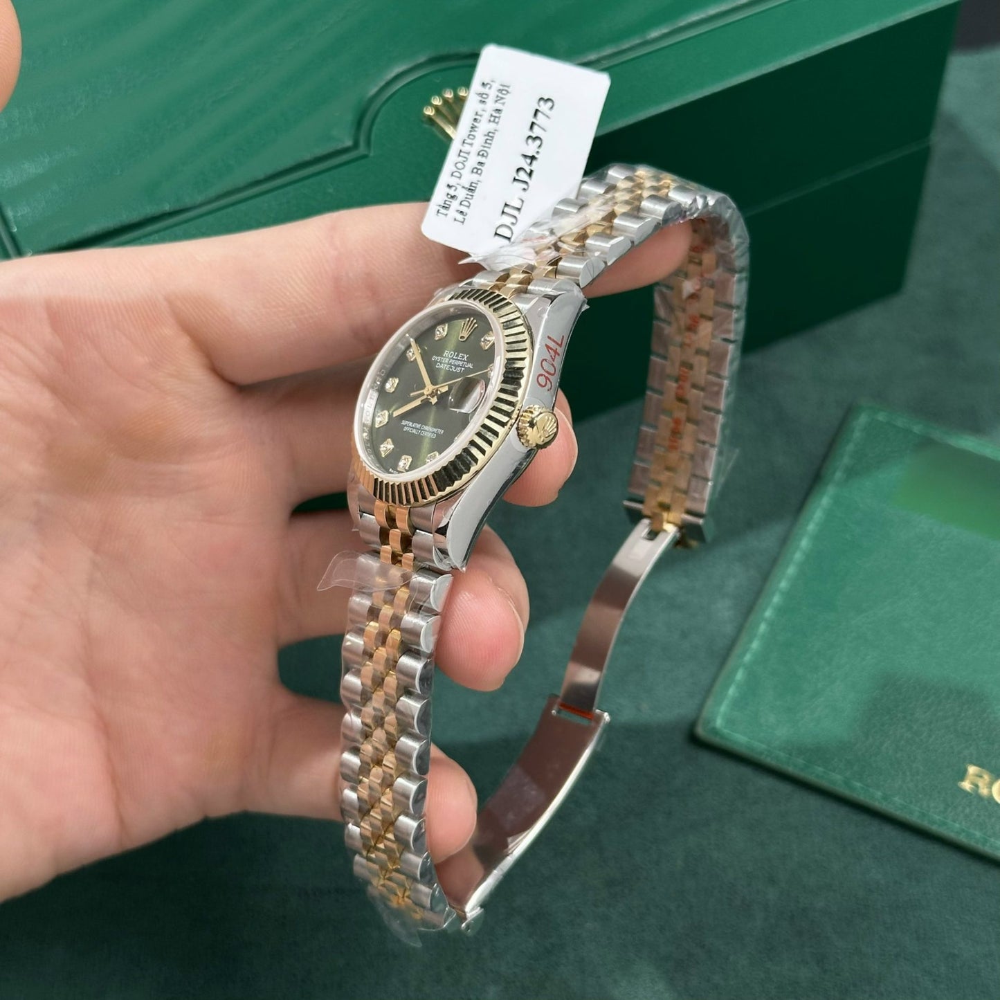Rolex DateJust 31mm Replica – Green Dial – Gold Wrapped – GM Factory
