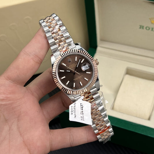 Rolex Replica Watches DateJust Gold Wrapped Chocolate Dial GM Factory 41mm