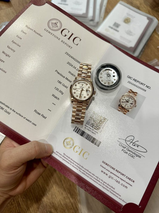 Rolex Day-Date 128235 Replica Watch Gold Wrapped Meteorite Dial 36mm Clone