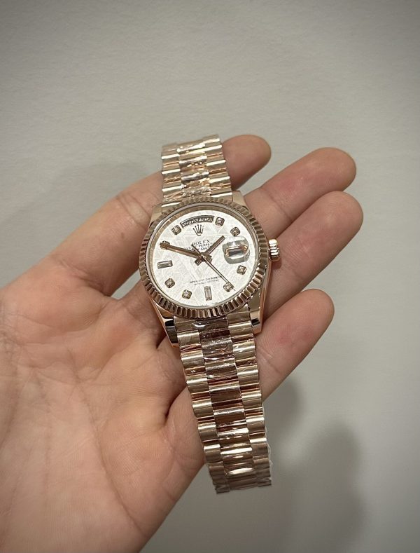 Rolex Day-Date 128235 Replica Watch Gold Wrapped Meteorite Dial 36mm Clone