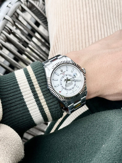 Rolex Sky Dweller 326934 White Dial Metal Wire 42mm Clone