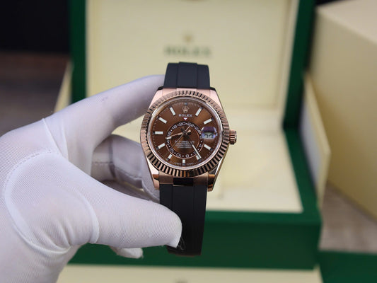 Rolex Sky-Dweller M336235 Custom Gold Wrapped Chocolate Dial 42mm