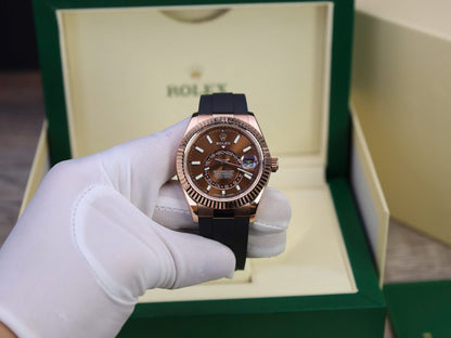 Rolex Sky-Dweller M336235 Custom Gold Wrapped Chocolate Dial 42mm