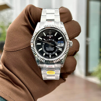 Rolex Sky-Dweller Replica Watch Black Dial Silver N Factory 41mm Watch
